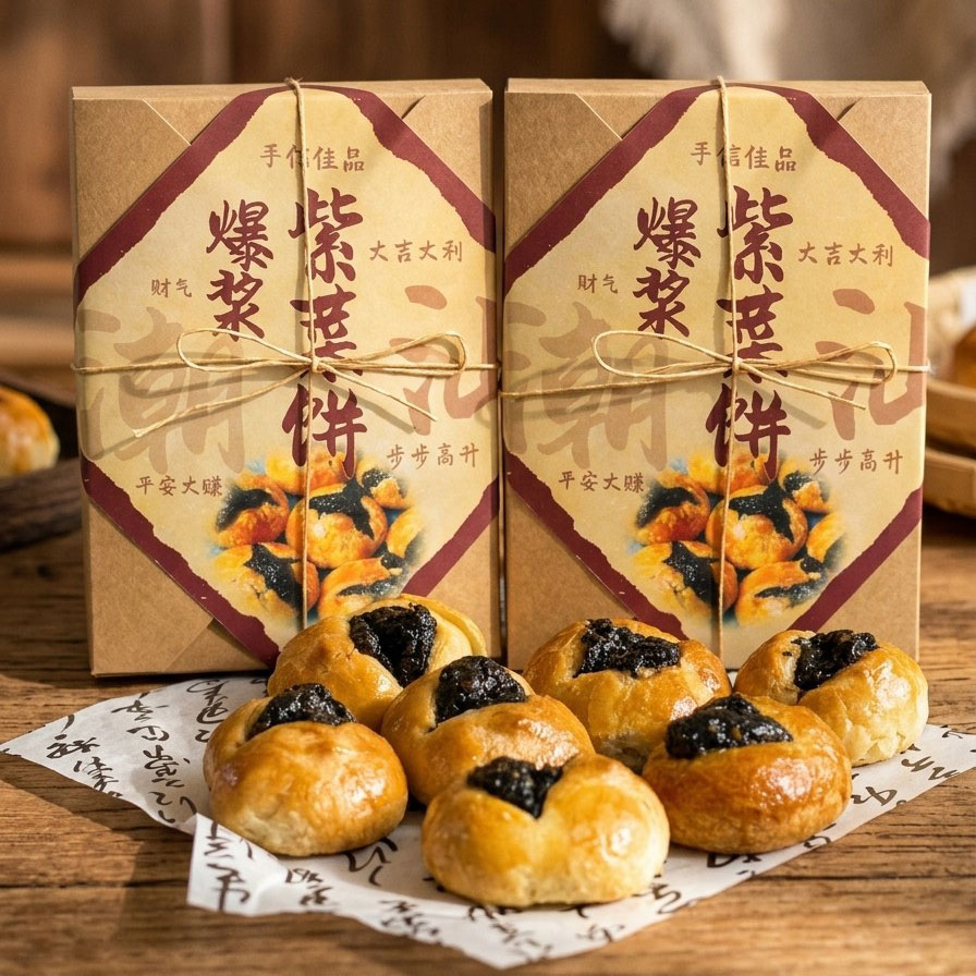 潮汕特色爆浆紫菜饼休闲小吃茶点传统特产糕点零食伴手礼手信佳品