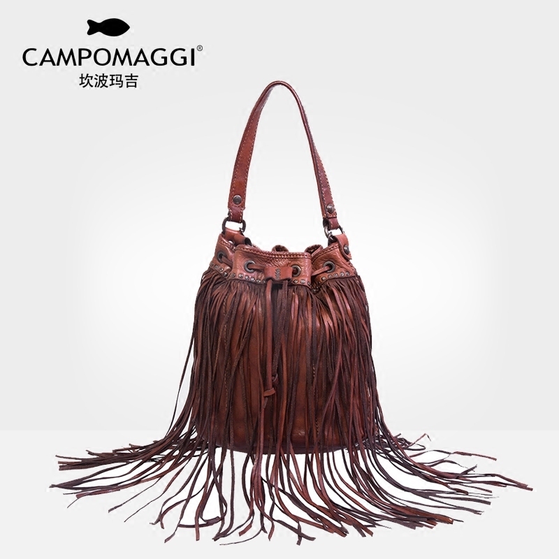 CAMPOMAGGI Òâ´óÀûʱÉи´¹ÅÁ÷ËÕÅ®°ü ÊÖ¹¤Å£Æ¤µ¥¼çб¿æ°üC3901