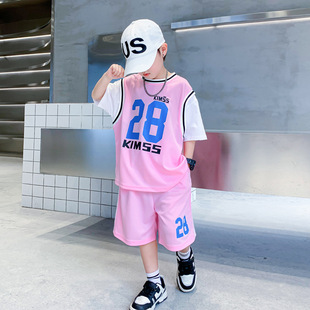 欧抱抱潮牌童装 男童运动速干衣夏装 2026新款 儿童衣服大 篮球服套装