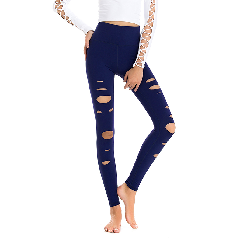 帛扬无痕超高腰健身瑜伽裤女破洞