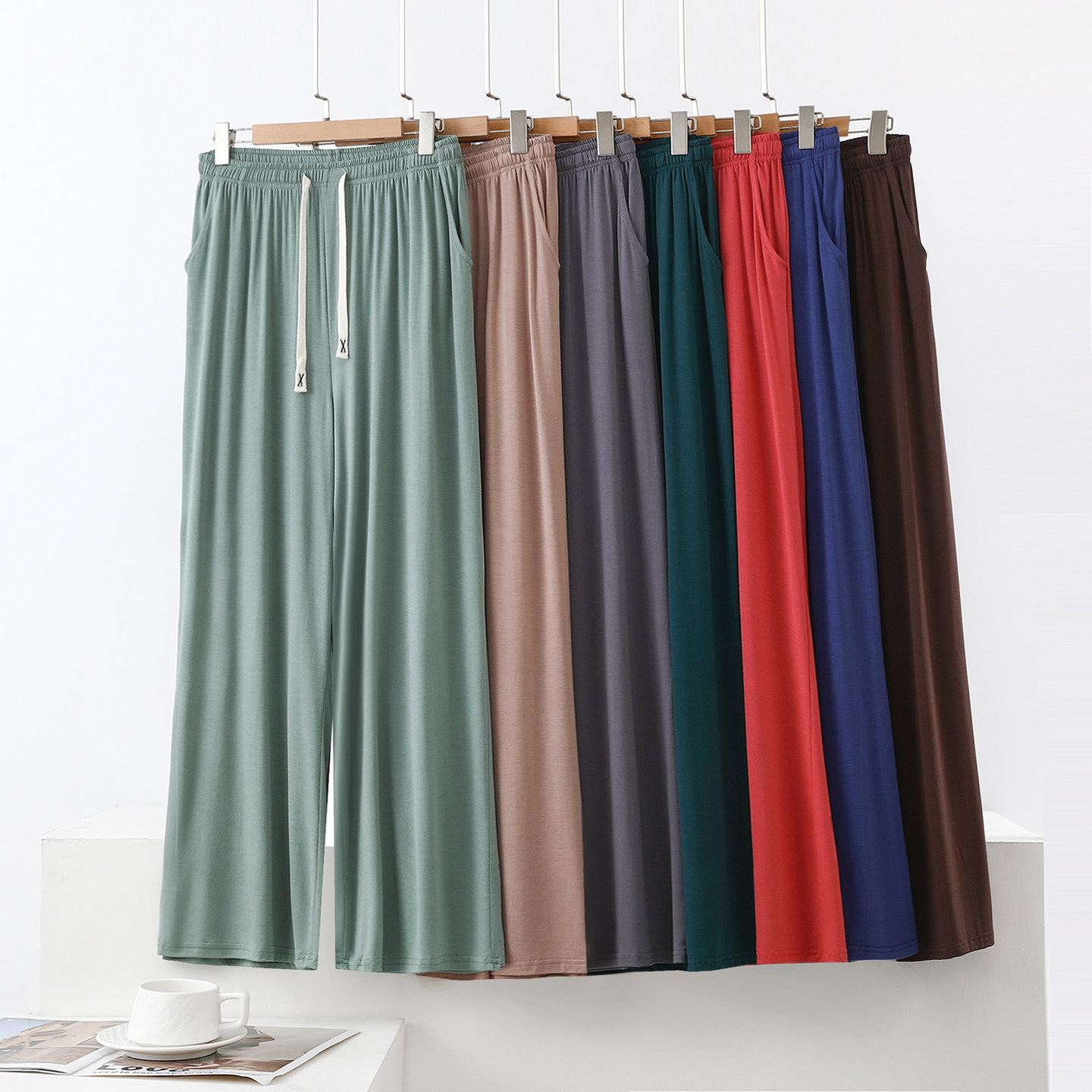 莫代尔阔腿裤女春夏薄款防晒裤宽松睡裤九分舞蹈瑜伽裤居家长裤