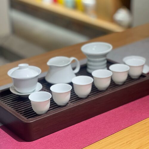 潮汕工夫茶杯高档白瓷三才盖碗泡茶具高透薄胎超薄白瓷品茗杯套装