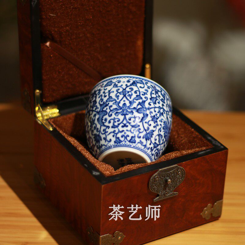 贵和祥早期青花莲福大杯个人杯主人杯景德镇手绘陶瓷茶杯京德茶具