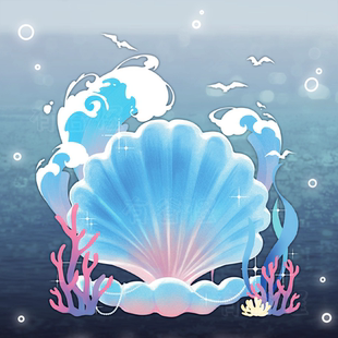 有谷怪 谷子展示海洋风桌面摆件吧唧拍照道具 贝壳立牌场景谷美