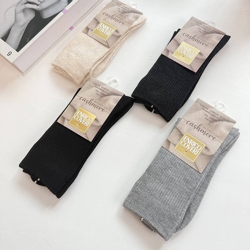 外贸女袜~羊绒混纺莫代尔棉轻薄保暖纯色中筒袜棉袜子女