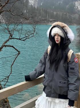 大鹅羽绒服男01款飞行员短款夹克