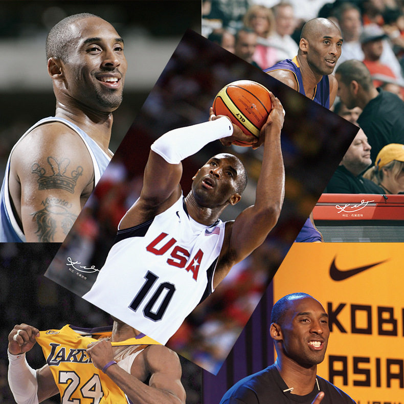 科比海报高清铜版纸1套8张nba篮球球星海报照片壁画贴纸挂画周边