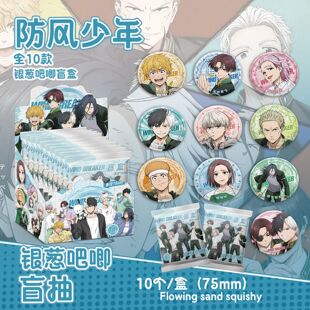 【XJ169】防风少年银葱吧唧盲抽107x96x107mm含10枚75mm动漫马口