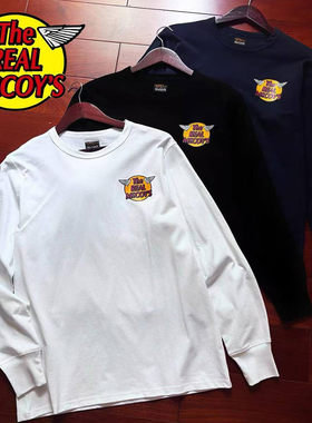 The Real McCoy美式复古重磅筒织T恤阿美咔叽经典纯棉圆领长袖男