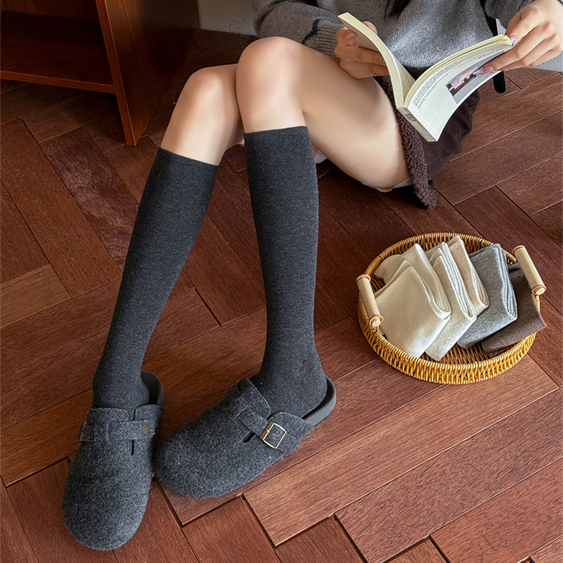 纯色压力显瘦小腿袜堆堆及膝袜