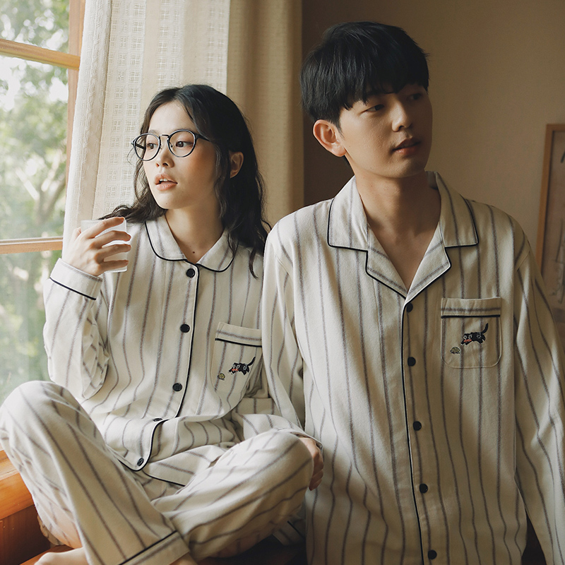 八月格桑情侣纯棉磨毛绒布睡衣