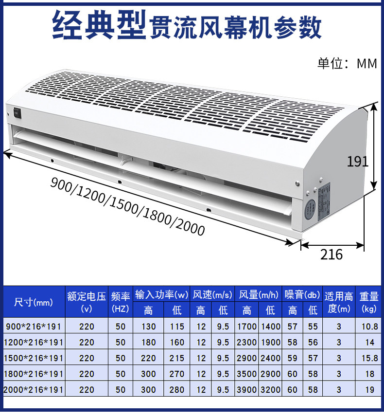 风幕机商用风帘机门店强力非静音门头门口空气幕门帘气帘自然风