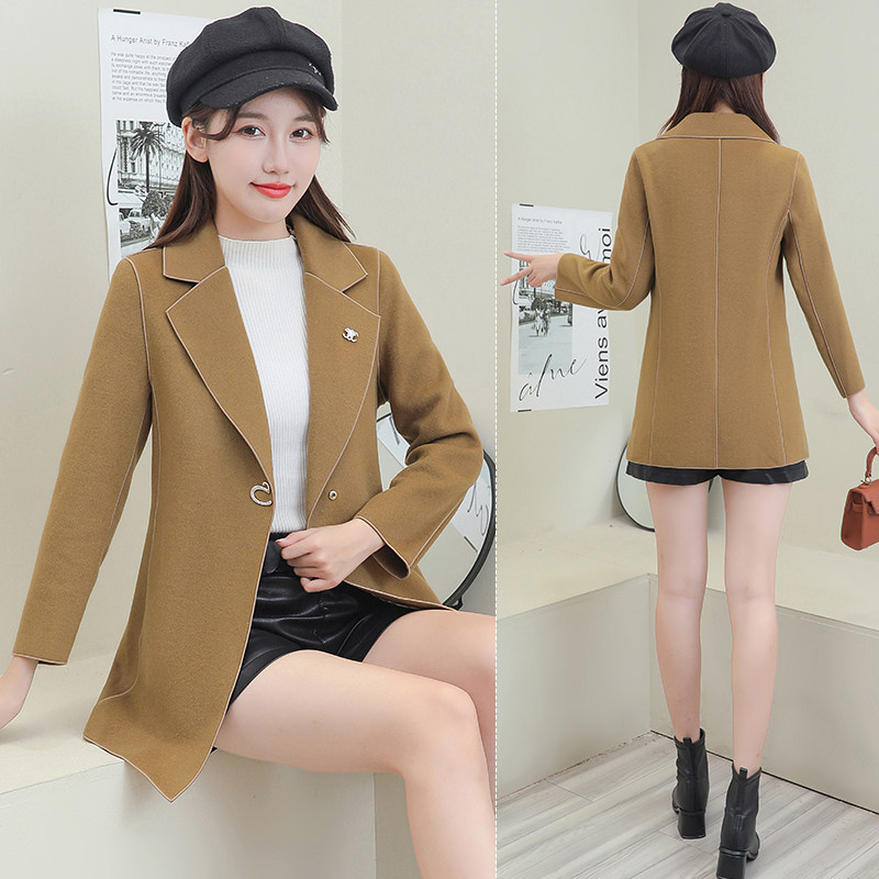 双面羊绒新款毛呢西装外套女春秋季女士小西服秋装休闲短款高级感
