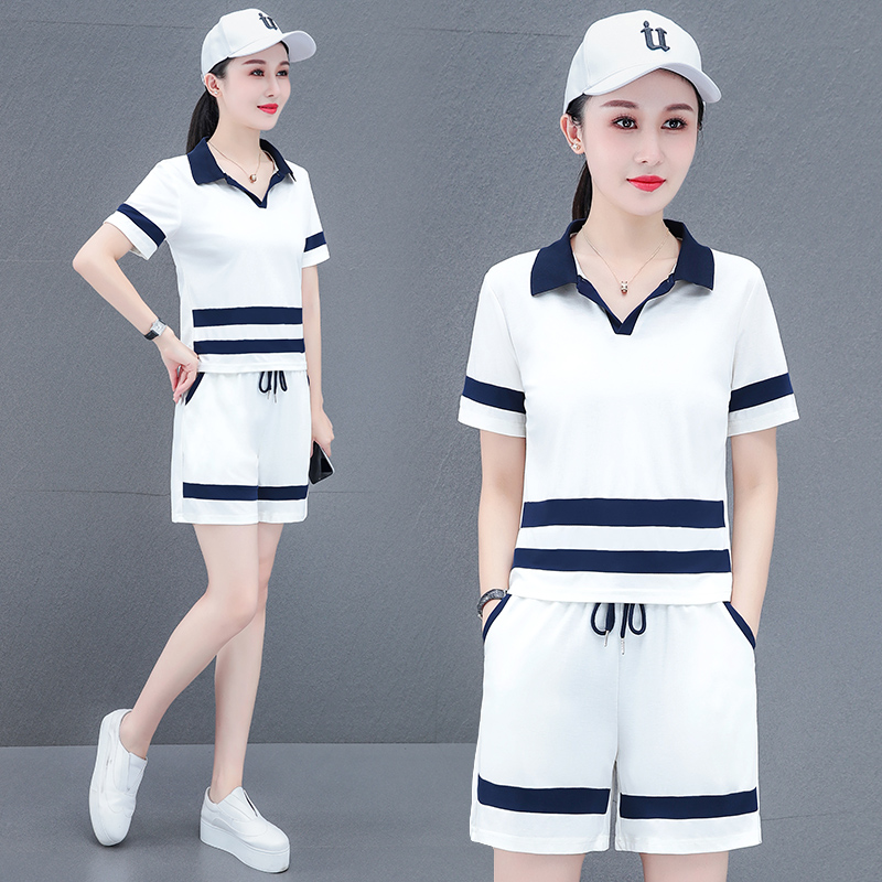 冰丝短裤跑步运动服套装女士夏季时尚宽松薄款短袖休闲两件套名牌