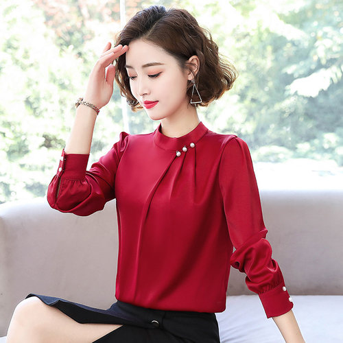 雪纺衬衫女长袖洋气春季韩版衬衣