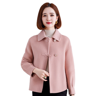 双面羊毛呢外套女短款秋冬2023新款爆款冬季中年妈妈时尚羊绒上衣