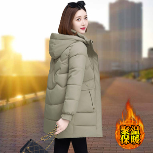 中长款棉服女款冬季2024新款冬天女士保暖时尚棉衣妈妈款加厚棉衣