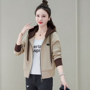 开春穿搭外套女款春秋2025新款中年洋气春装拼色卫衣拉链运动上衣