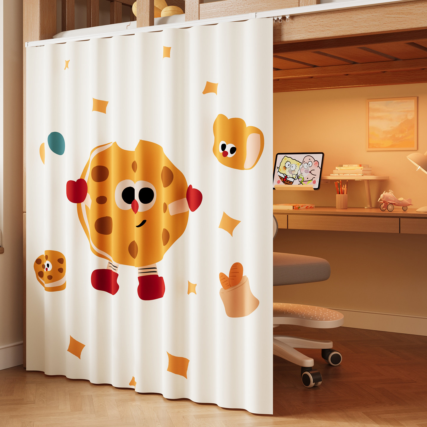 宿舍上下铺遮光帘加厚寝室专用2026新款卡通学生床帘防窥遮光布