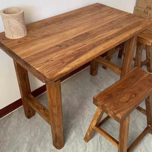 老榆木餐桌椅组合长方形美式乡村