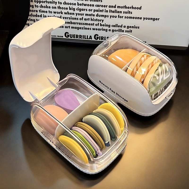 粉扑收纳盒桌面梳妆台分格防尘翻盖盒子放气垫美妆蛋化妆品置物架,收纳整理,其他收纳盒,淘宝优惠券,粉丝福利购,淘宝优惠卷