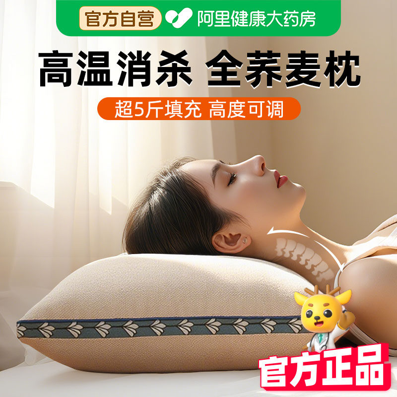 全荞麦壳枕头护颈椎纯荞麦皮枕芯单个装助睡眠家用侧睡成人硬整头