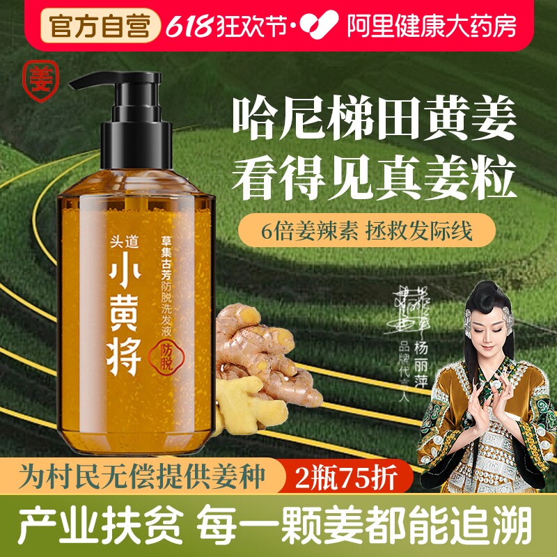 头道小黄将黄生姜侧柏叶洗发水防脱生育发控油蓬松去屑止痒洗发膏