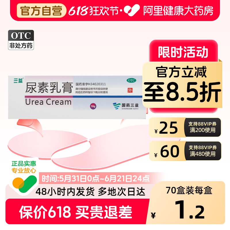 三益尿素乳膏软膏剂医用正品尿素霜官方旗舰店护手霜药膏干裂手足