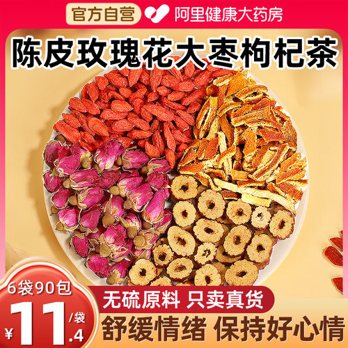 陈皮玫瑰花茶大枣枸杞泡水舒缓女