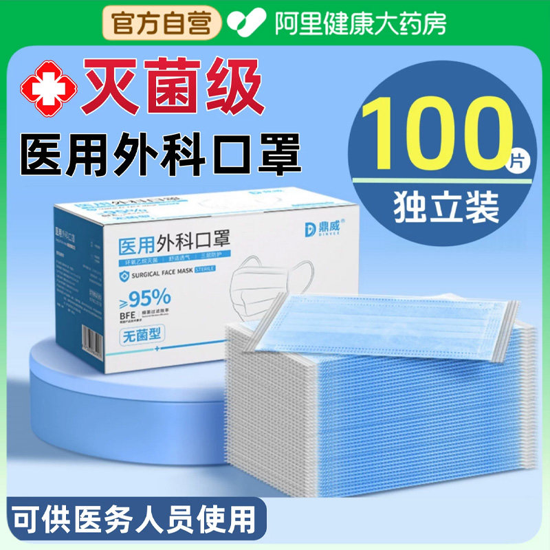 医用外科口罩一次性灭菌级单独立包装成人夏季薄款透气医疗院专用图片