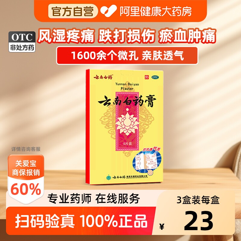 【自营】[云南白药]云南白药膏1贴*10袋/盒跌打损伤腰痛消肿止痛风湿疼痛风湿关节图片