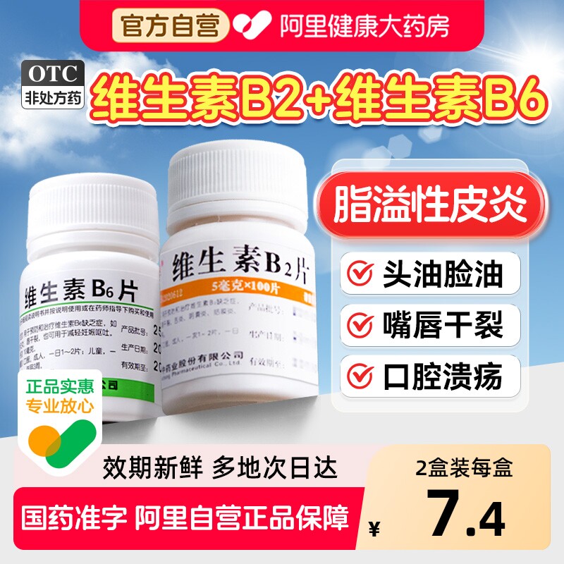 维福佳维生素B2片b6片口腔溃疡正品旗舰店脂溢性皮炎100片vb2成人
