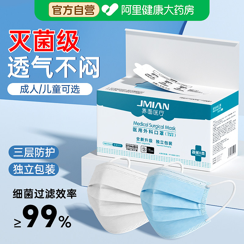 夏季薄款医用外科口罩透气独立装图片