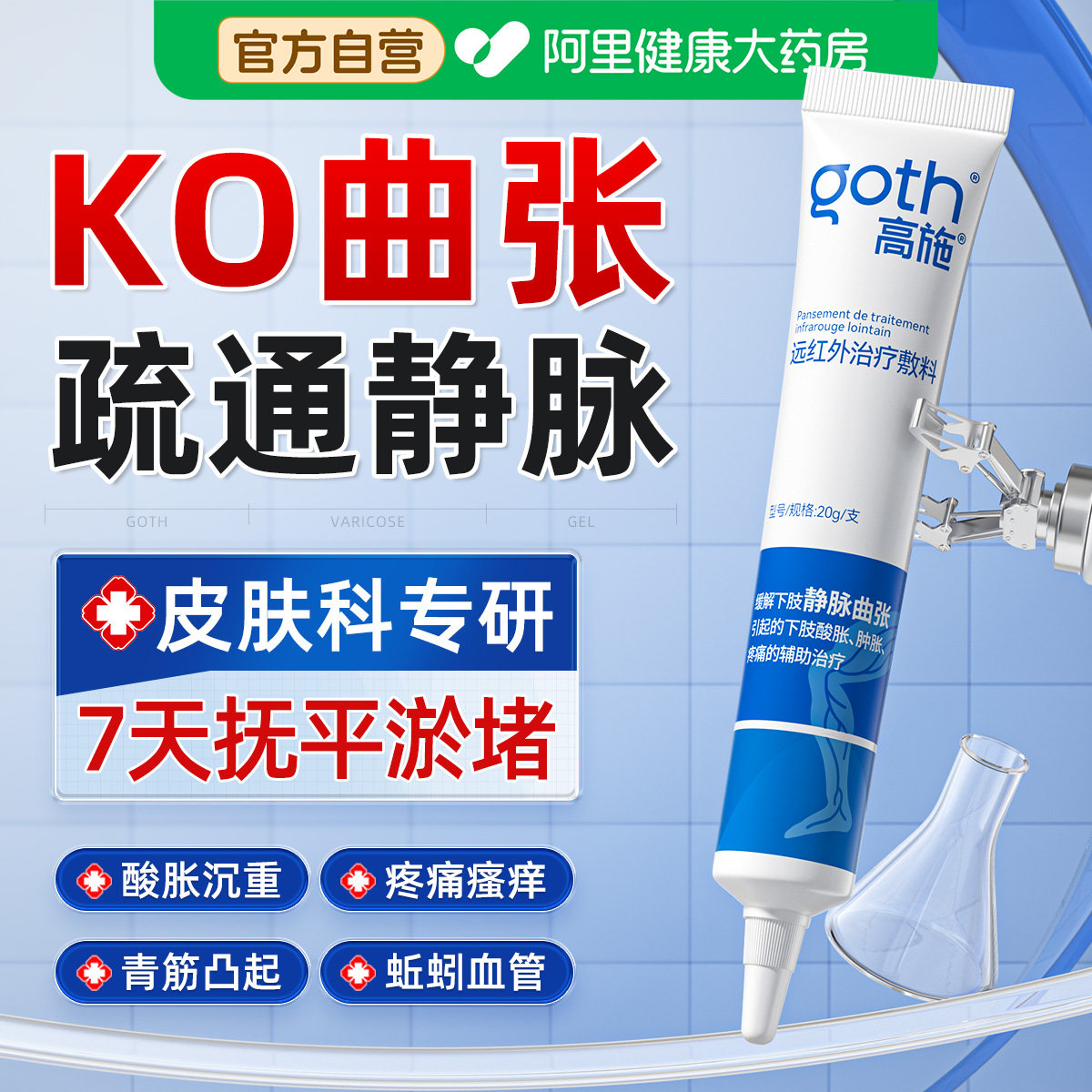 医用静脉曲张冷敷凝胶精索青筋凸起蚯蚓腿部胀扩张专用疏通药乳膏