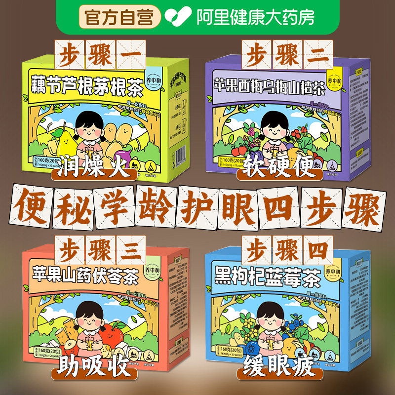 儿童护眼茶蓝莓桑葚黑枸杞茶苹果西梅乌梅山楂茶润燥熬夜养生茶包