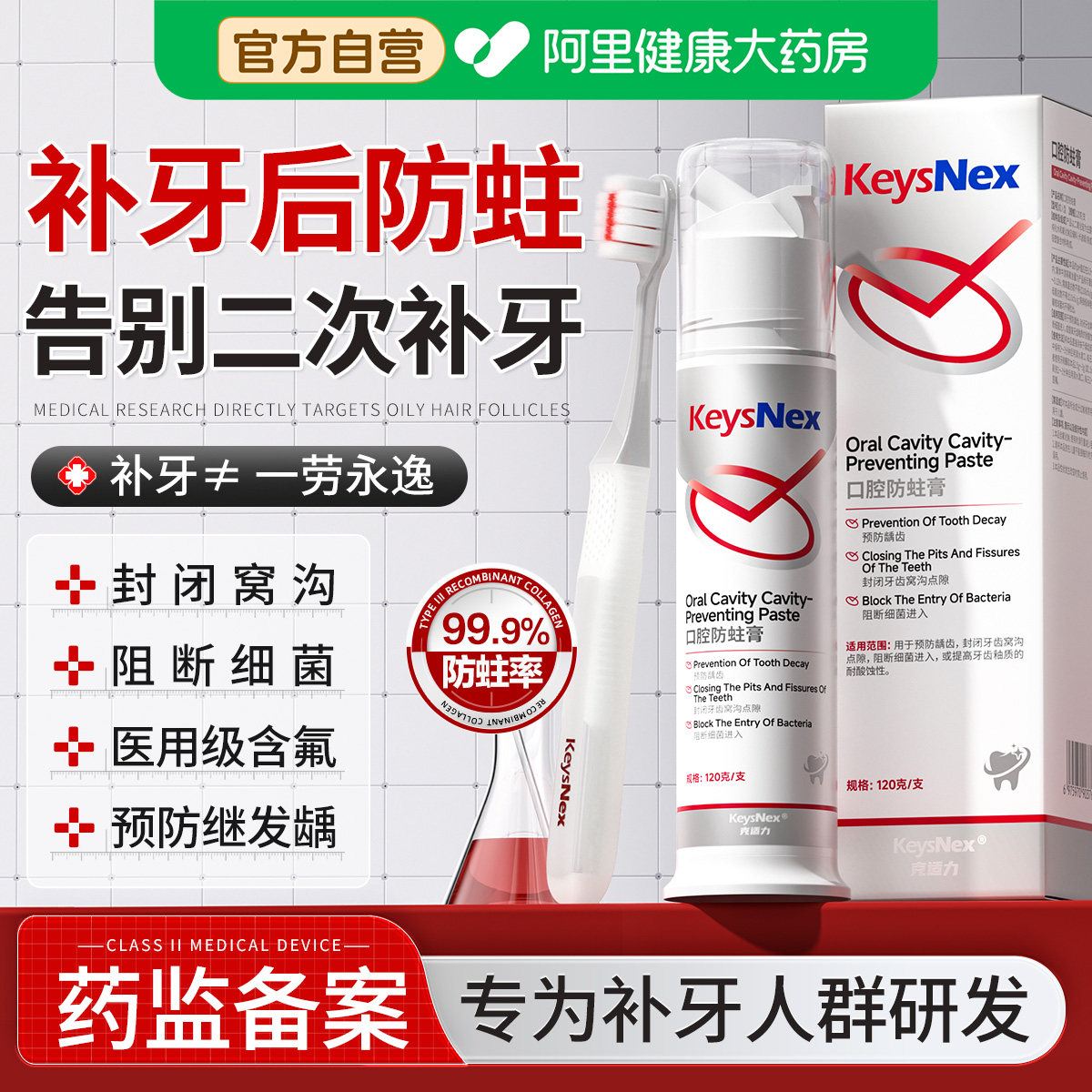 医用含氟防蛀膏牙龋齿修复成人专用治正品抗敏防蛀去牙菌斑非牙膏
