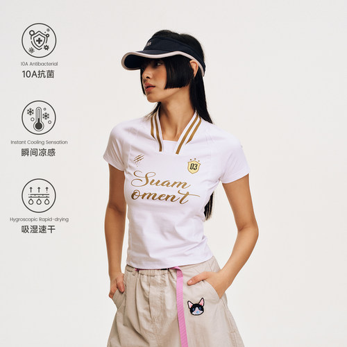 SUAMOMENT户外吸湿速干凉感抗菌修身短袖T恤女夏季新款运动赛车服