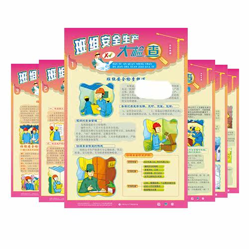 安全生产月班组安全检查挂图企业员工安全知识海报 包邮