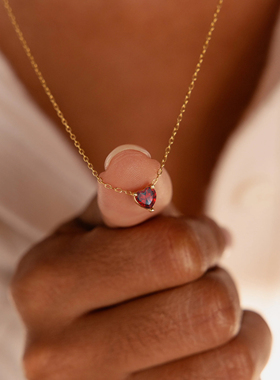 驰航跨境不锈钢镶钻吊坠12月份项链 百搭不掉色钛钢锁骨链水钻