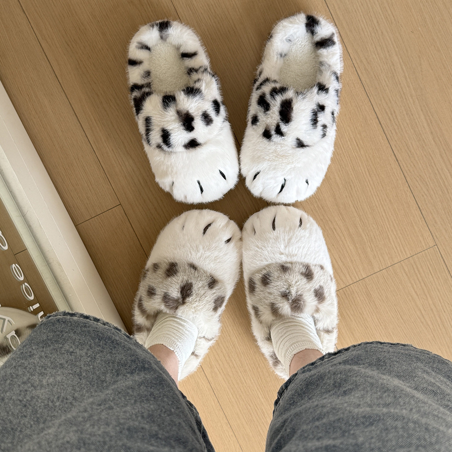 可爱猫爪拖鞋棉拖鞋秋冬季情侣外穿居家厚底女款毛毛拖鞋