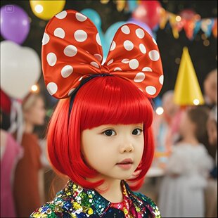 彩色波波假发蝴蝶结套装化装舞会聚会道具假发头饰搞笑搞怪