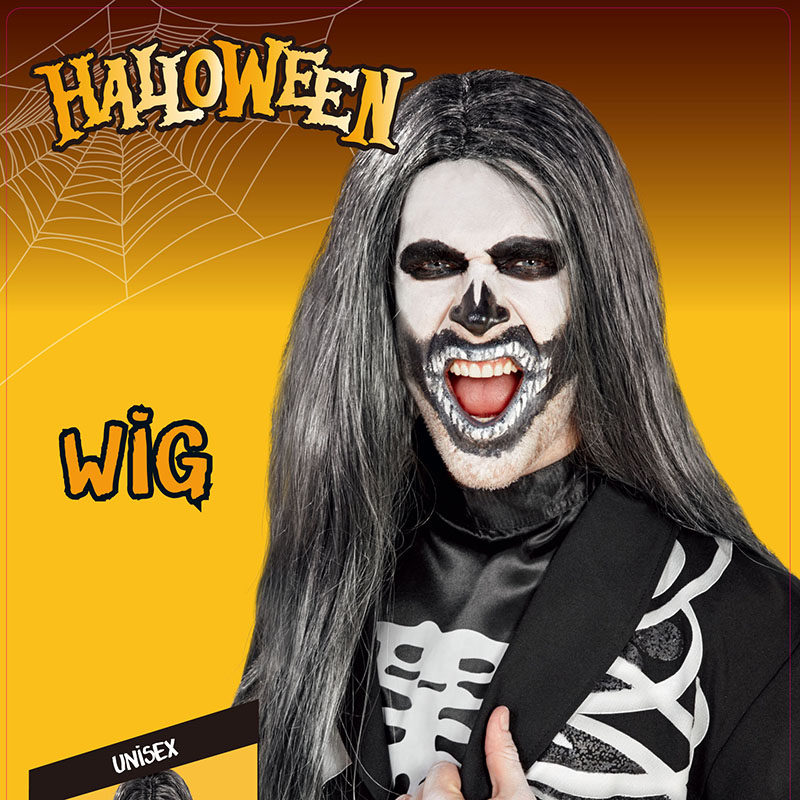 万圣节巫师巫婆假发长直发灰色假发搞怪装扮搞笑头饰年会扮鬼