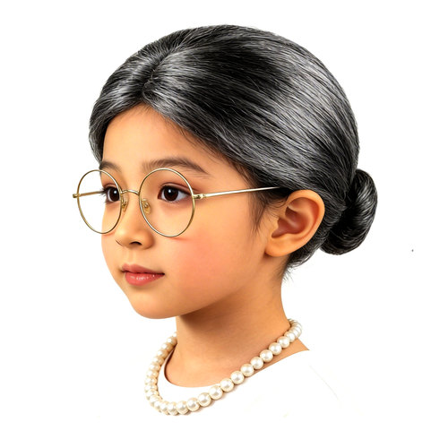 老奶奶装扮假发幼儿园表演道具头饰丸子头发结发苞太太婆婆假发