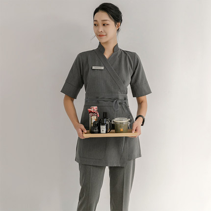 韩式美容院工作服女春秋套装新款高端前台养生馆会所SPA美容师服