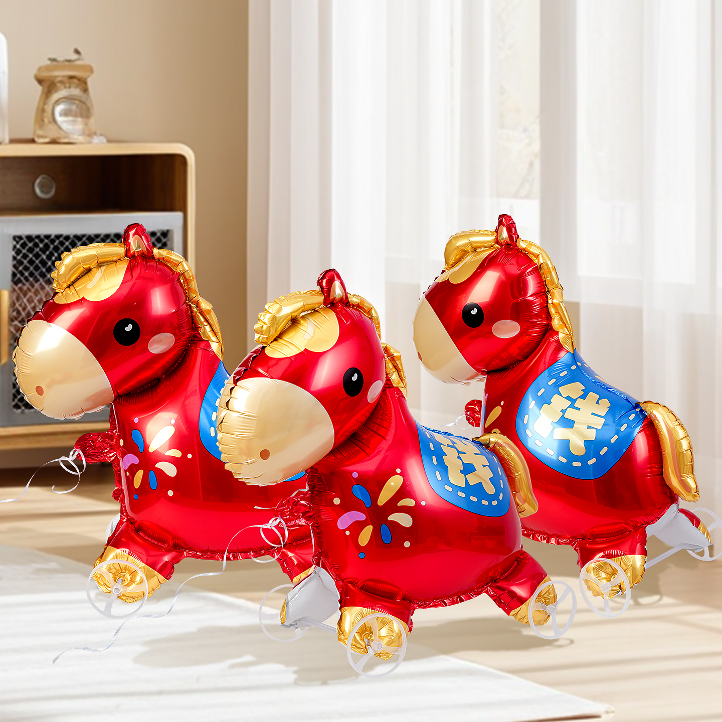2026新年装饰品小马儿气球玩具