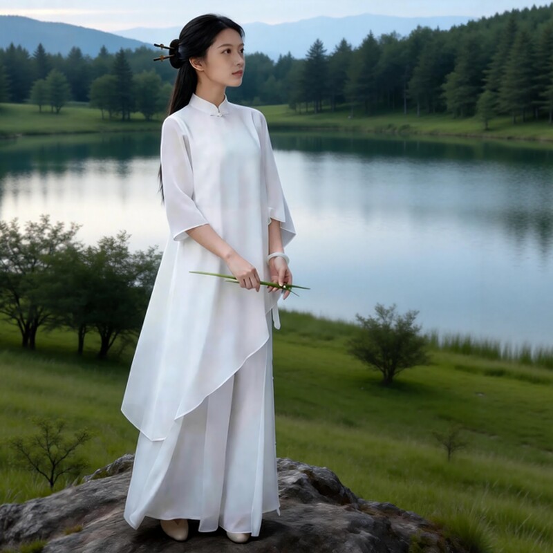 禅意女装高端仙女风禅舞服佛系修行素衣冥想疗愈服高级禅服女套装