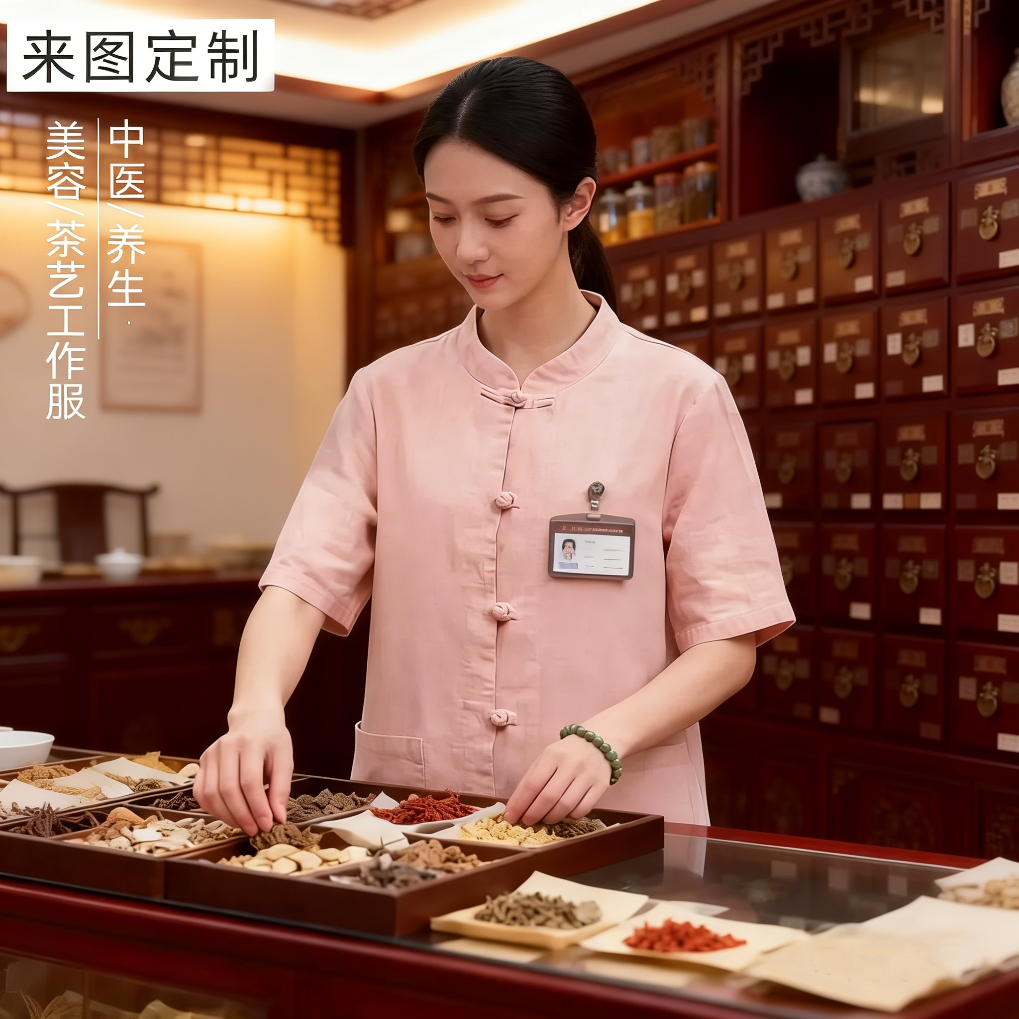 高级中医养生馆工作服棉麻唐装上衣艾灸馆小儿按摩推拿技师服套装