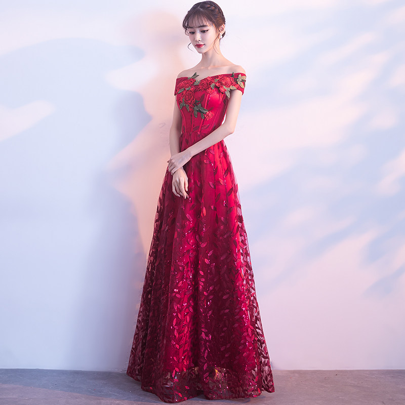 酒紅色敬酒服新娘2019秋款結婚衣服顯瘦長款訂婚禮服裙女回門便裝在類目 女裝/女士精品, 婚紗/旗袍/禮服, 禮服/晚裝中 - 來自Buy2taobao.com提供專業的淘寶代購服務