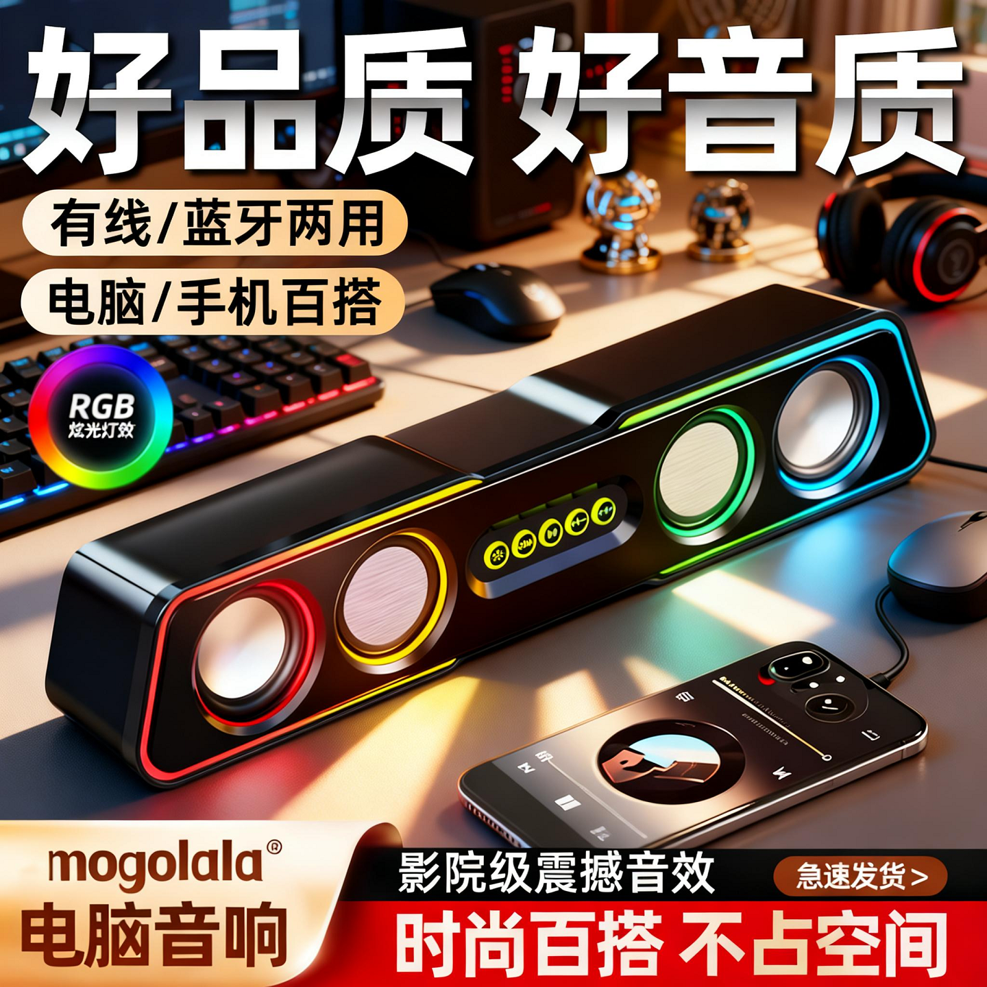 台式电脑家用笔记本游戏音箱有线桌面蓝牙小音响高音质低音炮喇叭