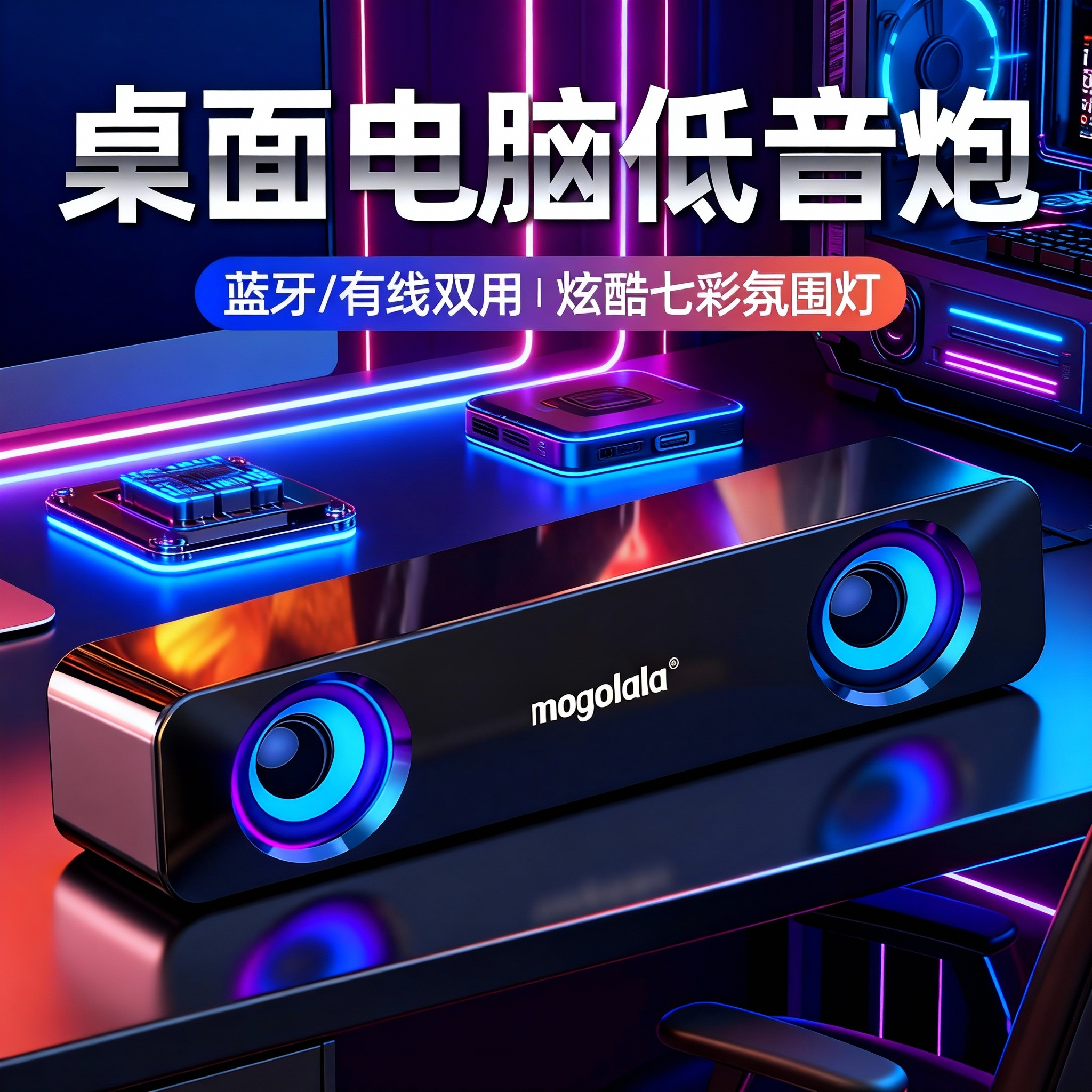 台式电脑音响家用蓝牙USB有线桌面低音炮小音箱笔记本办公迷你